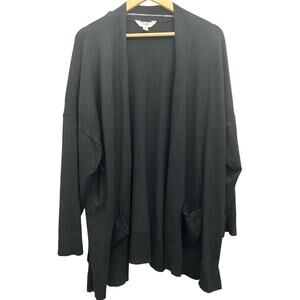 Terra & Sky Black Cardigan Womens 4X Open Front Sweater with Pockets Plus Size